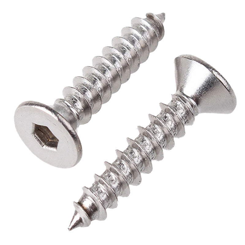 M2/M3/M4 201 Stainless Steel Countersunk Head Hexagon Self-Tapping Screws Flat Head Hexagon Self-Tapping Screws for Furniture & Construction