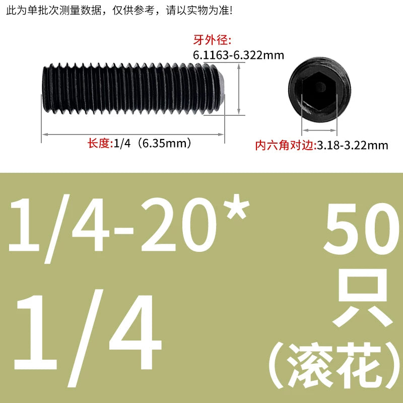 2 #-3/4UNC/UNF Grade 12.9 Screw Imperial Concave End Hex Headless Machine Rice Stop Screw