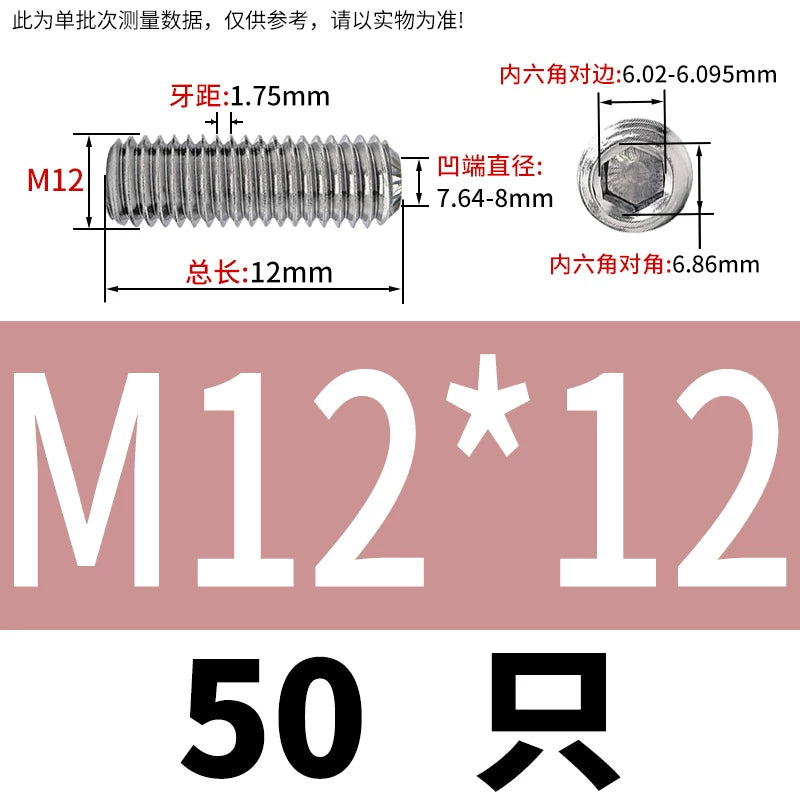 916K Headless Set Screw 304/316L Stainless Steel Hex Socket Knurled Concave End Threaded