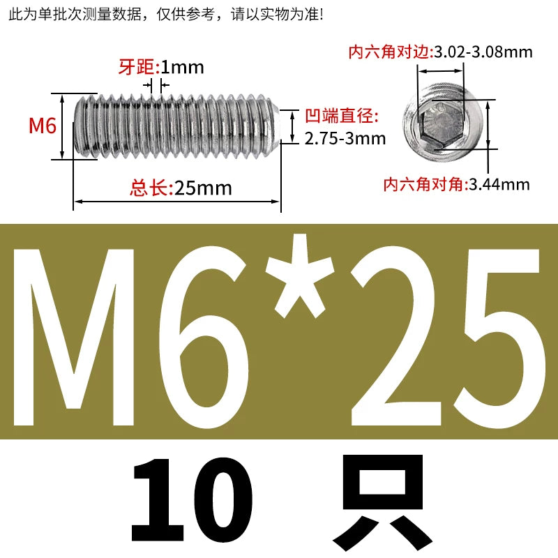 DIN916 M3-M10  316 Stainless Steel Concave End Set Screw Hex Socket Headless Fastener