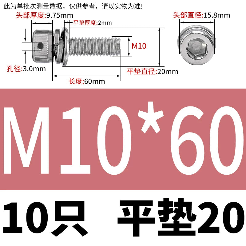 Vented 304/316 SS Socket Head Cap Sems Screws | M3-M8 | Pre-assembled Washers & Sealing Wire Hole
