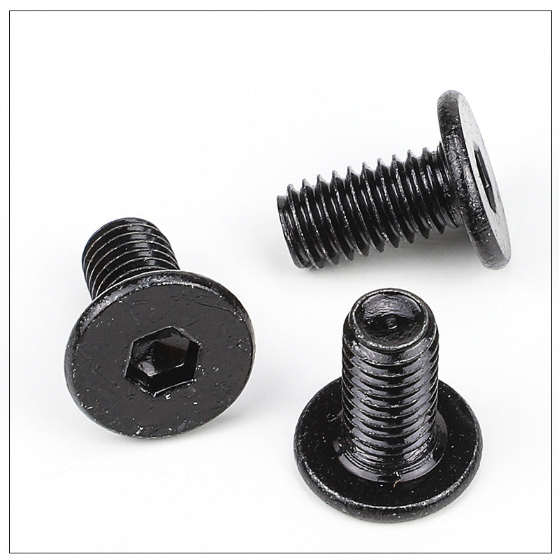 M2M5M6 Carbon Steel Black Zinc Plated Thin Flat Head Hexagon Screws Large Flat Head Hexagon Screws Flat Head Bolts  for Construction & Home Renovation