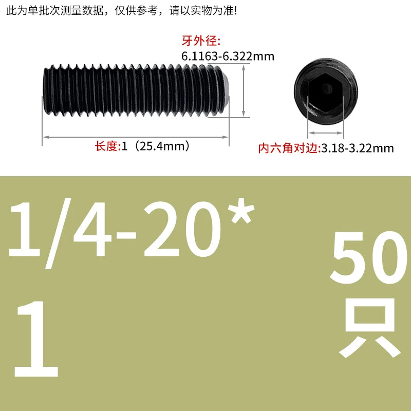 2 #-3/4UNC/UNF Grade 12.9 Screw Imperial Concave End Hex Headless Machine Rice Stop Screw