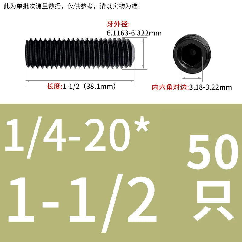 2 #-3/4UNC/UNF Grade 12.9 Screw Imperial Concave End Hex Headless Machine Rice Stop Screw