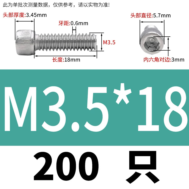 DIN912 M1.4 M2.5 M3.5-M6 304 Stainless Steel Screw Super Long Machine Screw Cup/Cylindrical Head Hexagon