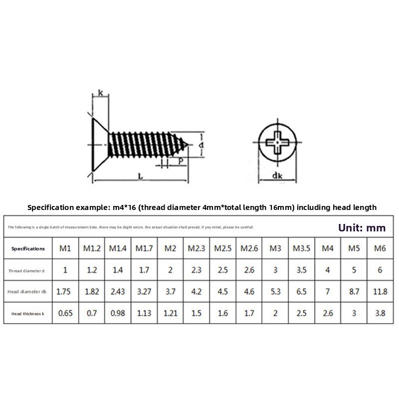 Carbon steel galvanized self-tapping screws Precision screws Cross small head countersunk head self-tapping screws for Electronics & Small Devices