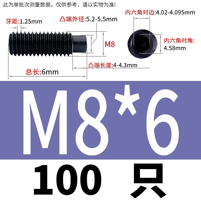 GB79/DIN915 M2.5-M16 Convex End Screw 12.9 Grade Hex Socket Cylindrical Headless Industrial Set Screw