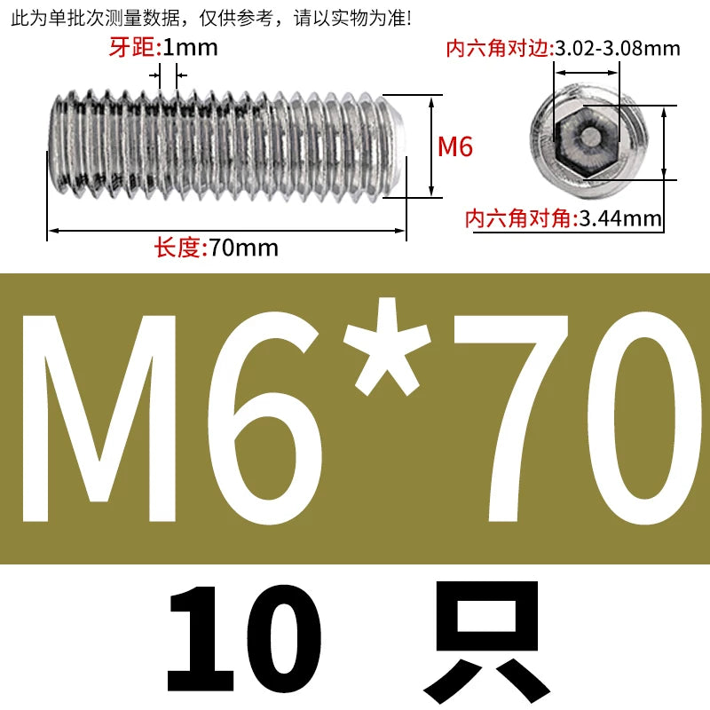 DIN913/GB77 M1.6-M20 Headless Set Screw 304 Stainless Steel Hex Socket Flat End Grub Screw