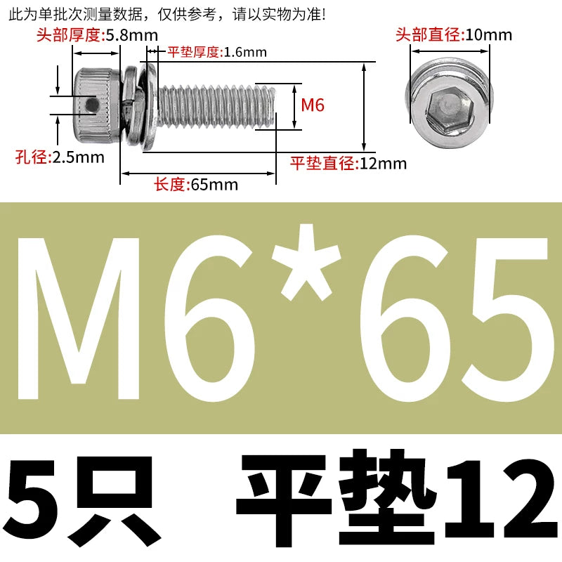 Vented 304/316 SS Socket Head Cap Sems Screws | M3-M8 | Pre-assembled Washers & Sealing Wire Hole