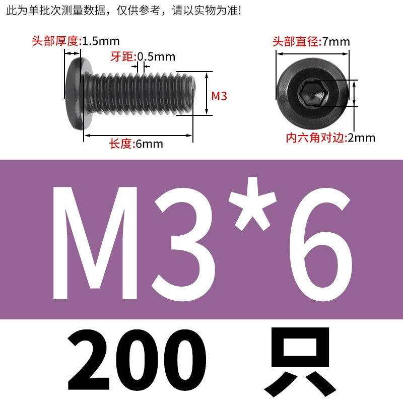 M2-M12 Black 304 Stainless Steel Hex Socket Screw Chamfered Large Flat Head Furniture Pair Lock Fastener