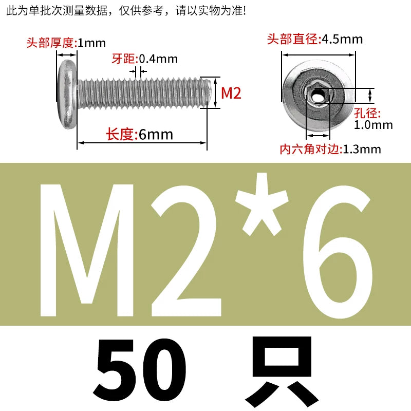 Thin Head Hex Socket Hollow Screws with Chamfered Edge, 304 Stainless Steel Vented Bolts