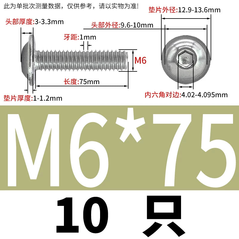 ISO7380.2  M2-M10 Hex Socket Screw 304/316 Stainless Steel Pan Head Flanged Padded Screw