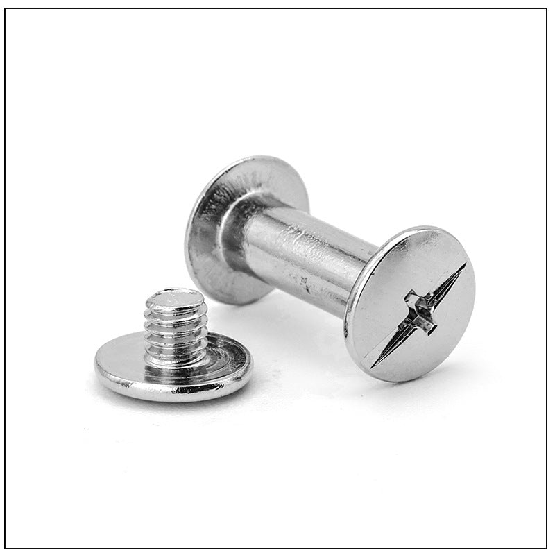 Carbon steel nickel plated mother and child rivets fixed letter screws pair lock ledger album binder screws mother and child screws  for Ledger Album Book Binder
