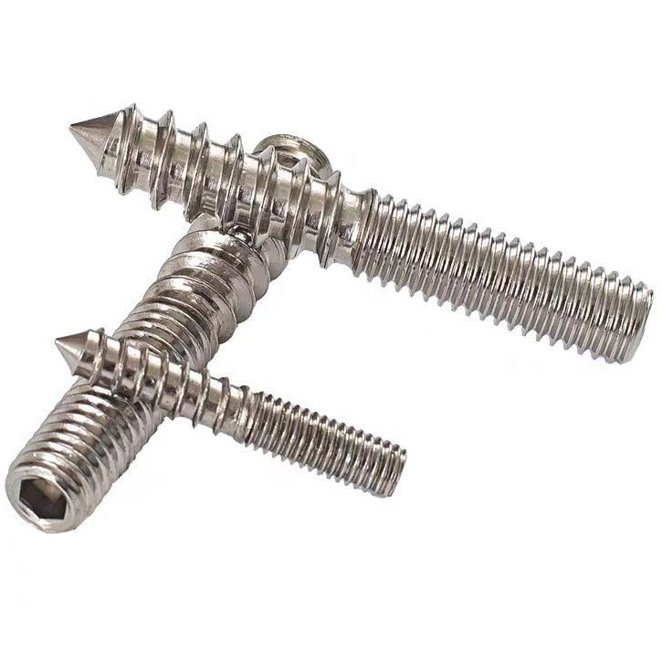 M4 M5 304 Stainless Steel Hexagonal Pointed Tail Double-Head Thread Self-Tapping Screws Furniture Bolts