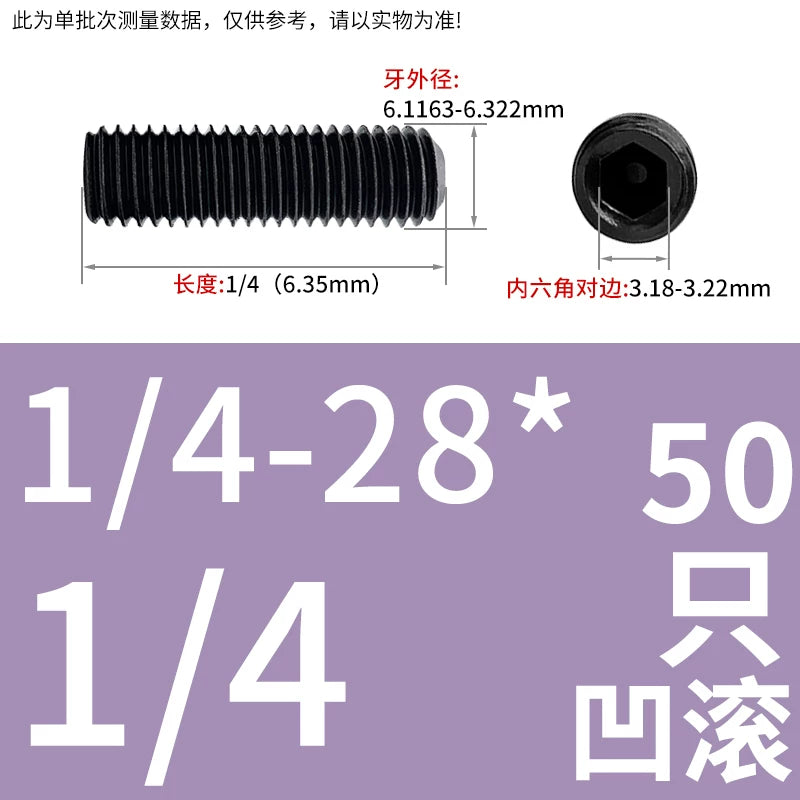 2 #-3/4UNC/UNF Grade 12.9 Screw Imperial Concave End Hex Headless Machine Rice Stop Screw
