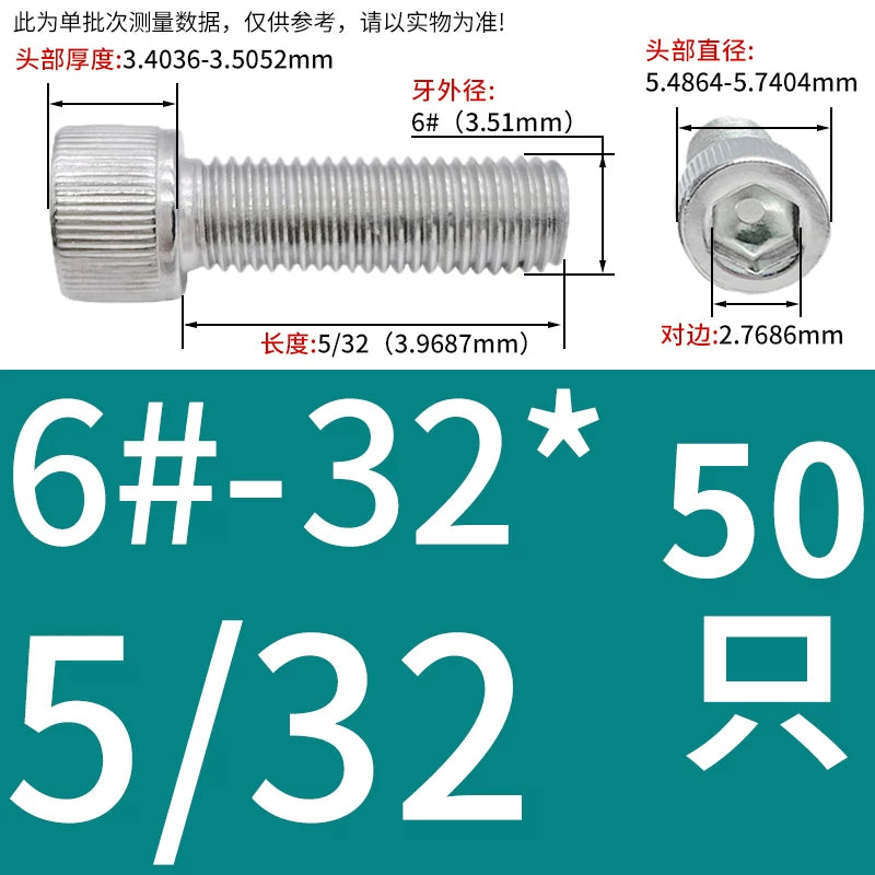 304 Stainless Steel Socket Head Cap Screws, UNC/UNF Imperial Sizes 0-80 to 3/4-10, ASME B18.3