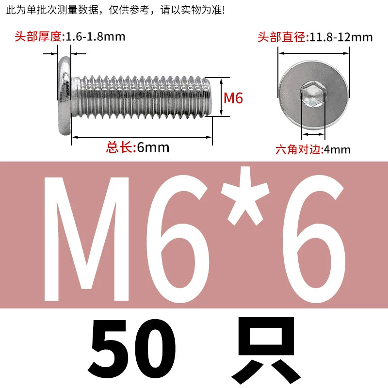 10.9 / 304 Stainless Steel Black Hex Screw CM Ultra-Thin Large Flat Head Low Profile C-Head Flat Shank M1.6-M12