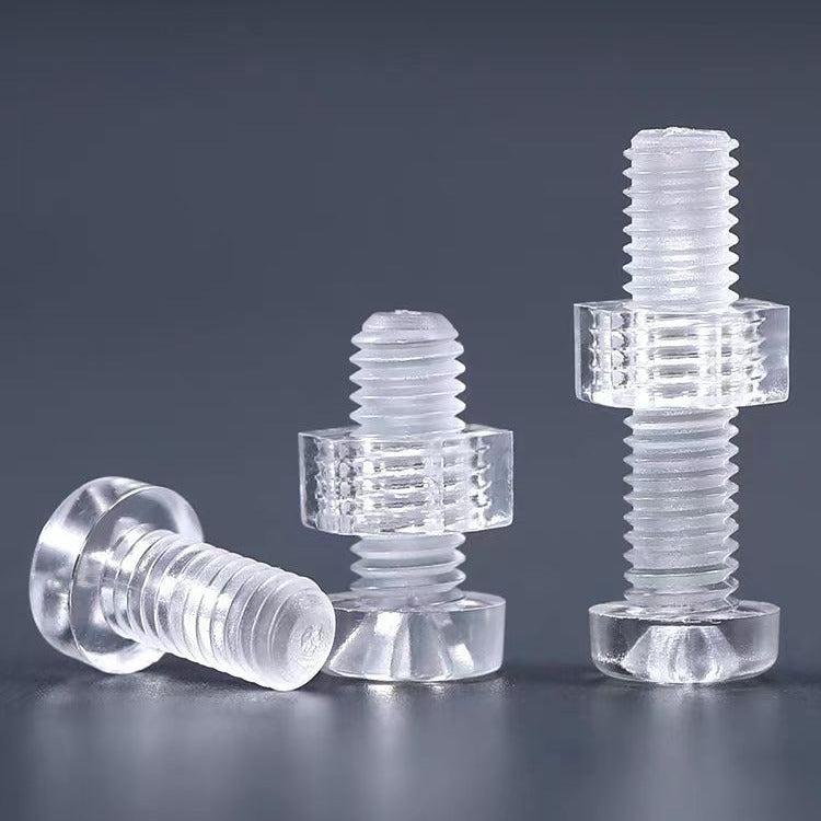 M4 M5 M6 Clear Plastic Cross Screws & Nuts Set Acrylic Flat Round Head Transparent Fasteners for DIY Crafts & Acrylic Projects
