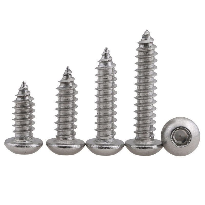 M2/M3/M4/M5 304 Stainless Steel Semicircular Head Hexagon Self-Tapping Screws Pan Head Hexagon Self-Tapping Screws for Home Repair & Construction