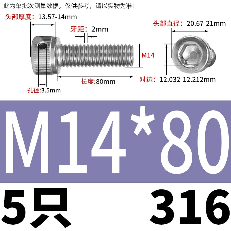 DIN912 316 Stainless Steel Lead Seal Screw | Hex Socket Head Safety Hole Side Hole Anti-Release Check Fastener