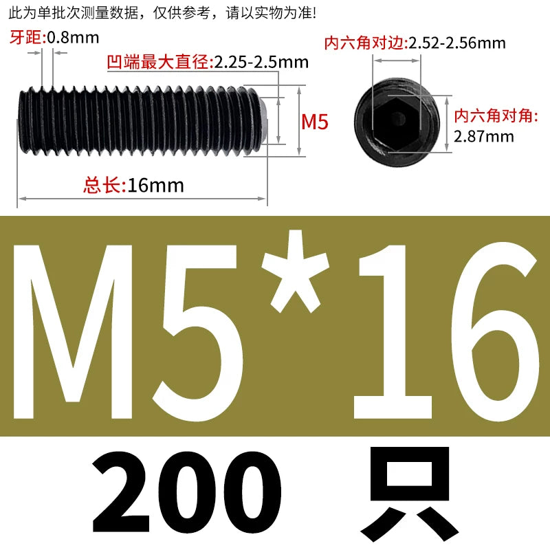 DIN916/GB80 M1.6-M24 Concave End Screw | 12.9 Grade Hex Socket Headless Industrial Set Screw
