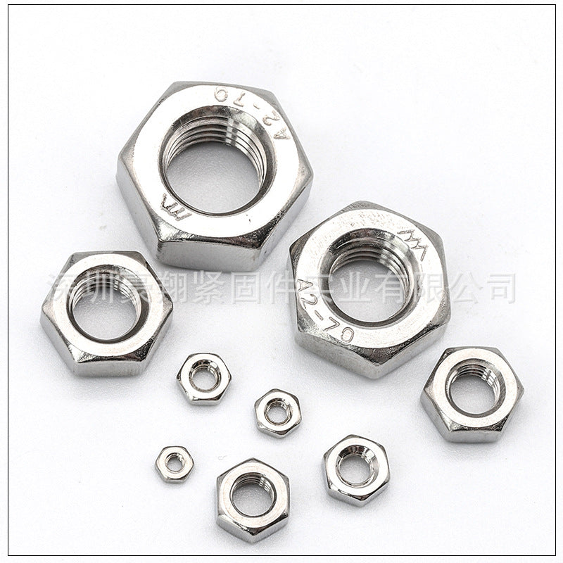 M2 M3 M4 M5 M6 M8 M10 304 Stainless Steel Hexagon Nuts Galvanized External Hex Lock Nuts Screw Caps for Industrial Hardware Mechanical Assembly DIY Fastening