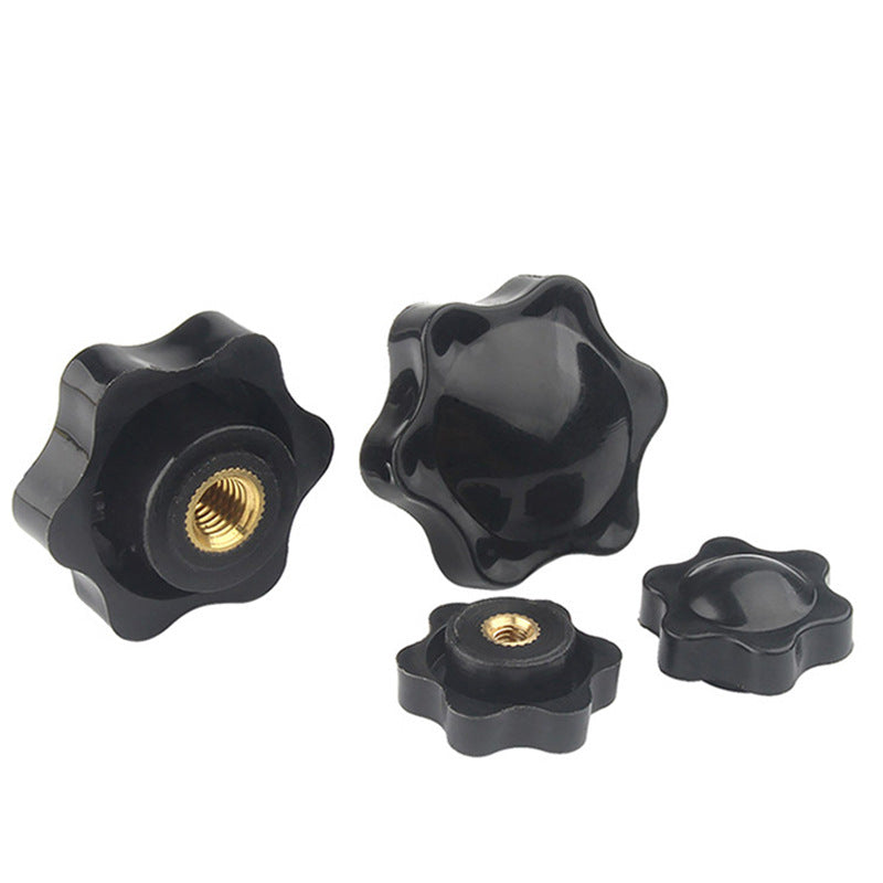M4/M5/M6 Plum blossom hexagonal rubber head nut blind hole plastic rubber head nut through hole copper core hand screw nut for Equipment & Furniture