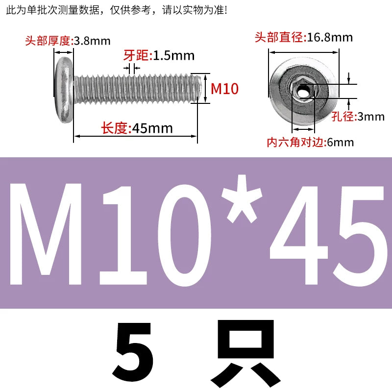 Thin Head Hex Socket Hollow Screws with Chamfered Edge, 304 Stainless Steel Vented Bolts