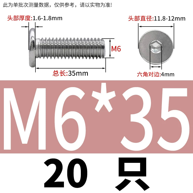 10.9 / 304 Stainless Steel Black Hex Screw CM Ultra-Thin Large Flat Head Low Profile C-Head Flat Shank M1.6-M12