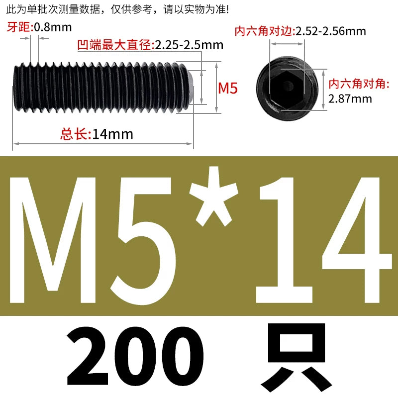 DIN916/GB80 M1.6-M24 Concave End Screw | 12.9 Grade Hex Socket Headless Industrial Set Screw