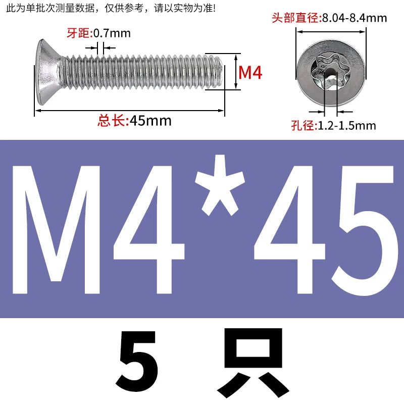 M3-M12 Hollow Vent Threaded Screw 304/316 SS Countersunk Torx Vacuum Through-Hole Bolt
