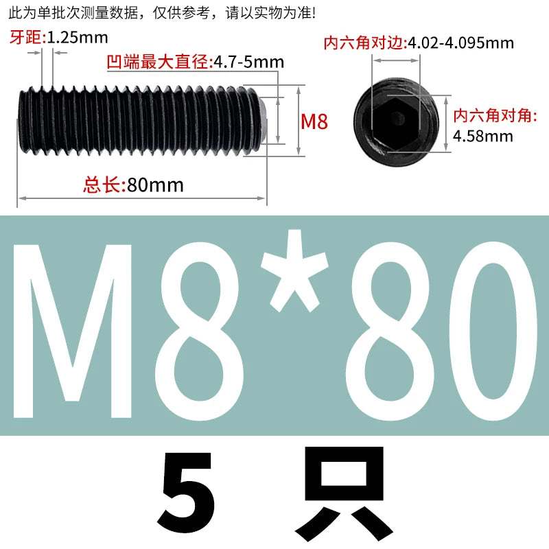 DIN916/GB80 M1.6-M24 Concave End Screw | 12.9 Grade Hex Socket Headless Industrial Set Screw