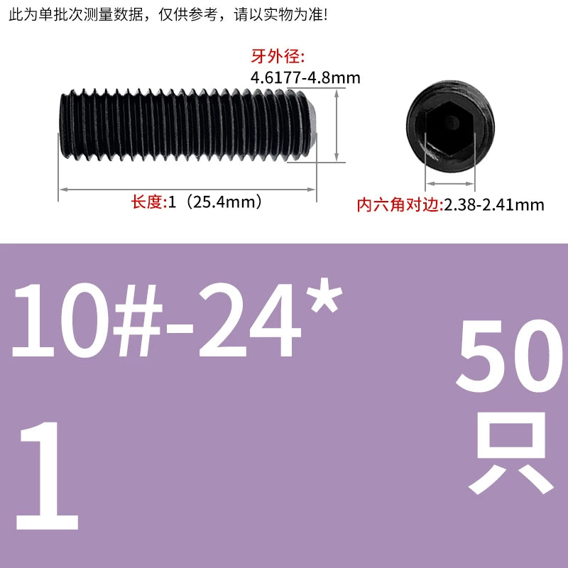 2 #-3/4UNC/UNF Grade 12.9 Screw Imperial Concave End Hex Headless Machine Rice Stop Screw
