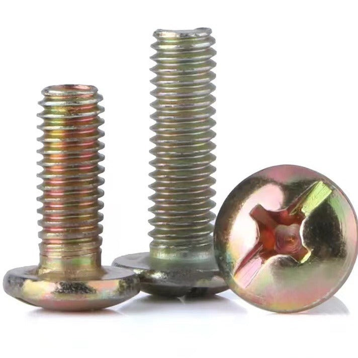 M5/M6/M8 Color zinc cross large flat head screw mushroom head machine tooth screw round head umbrella head bolt screw for Construction & Furniture Assembly