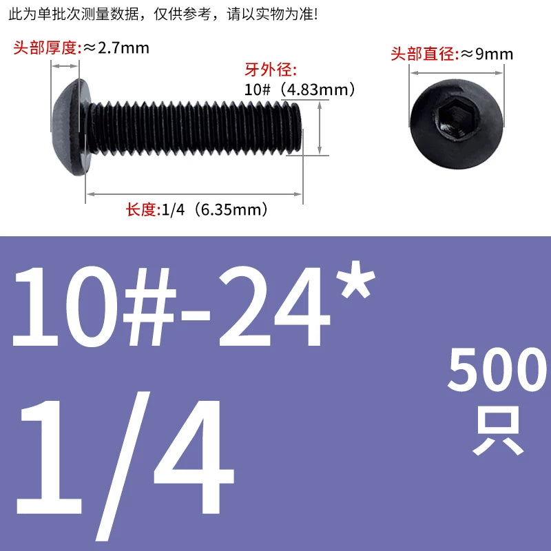 10.9 Grade UNC/UNF/BSW Screw Round Mushroom Cup Head Hex Machine Screw