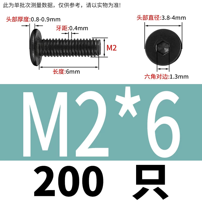 10.9 / 304 Stainless Steel Black Hex Screw CM Ultra-Thin Large Flat Head Low Profile C-Head Flat Shank M1.6-M12