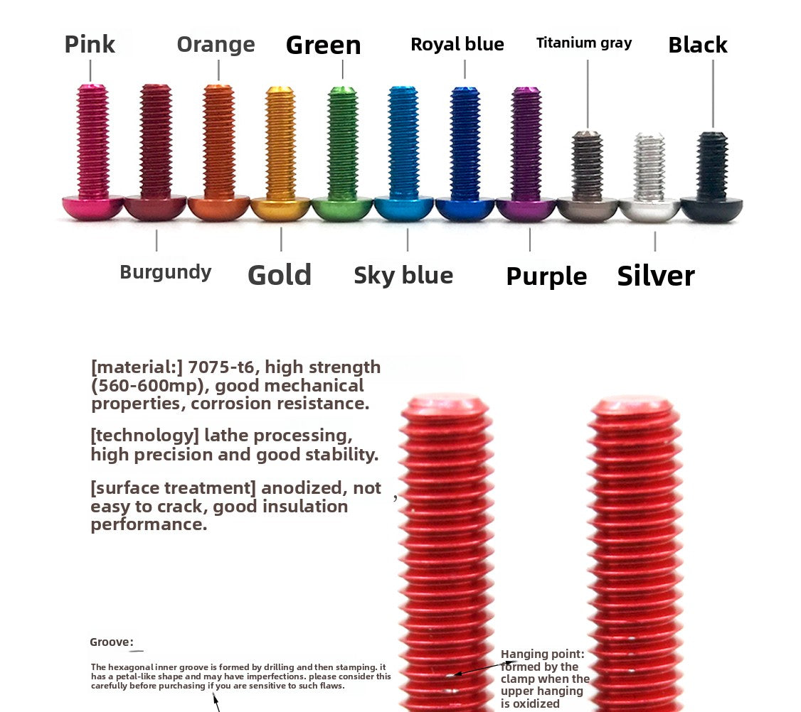 7075 Aerospace Aluminum Button Head Hex Socket Screws | Anodized Colored | Frame Upgrade Fasteners M2-M6