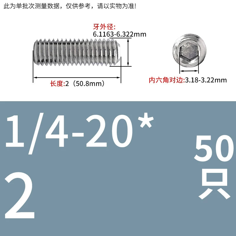 UNC/UNF Stainless Stee Set Screw Inch Headless Hex Socket Concave End Coarse/Fine Thread Screw