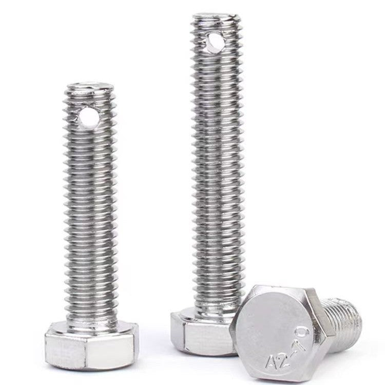 M6/M8/M10/M16 GB31.1 304 stainless steel tail outer hexagon screw screw with hole shaft punching bolt for Equipment Installation