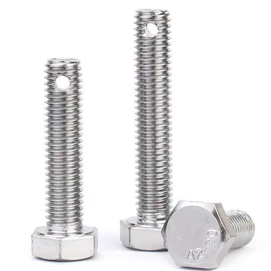 M6/M8/M10/M16 GB31.1 304 stainless steel tail outer hexagon screw screw with hole shaft punching bolt for Equipment Installation