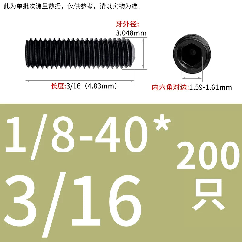 12.9 Grade Imperial Screw | 1/8-44 3/16-24 1/8-40BSW 5/32-32 Concave End Hex Socket Tightening Bolt