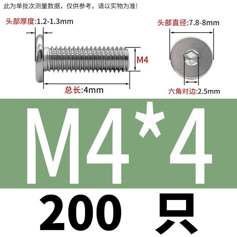 10.9 / 304 Stainless Steel Black Hex Screw CM Ultra-Thin Large Flat Head Low Profile C-Head Flat Shank M1.6-M12