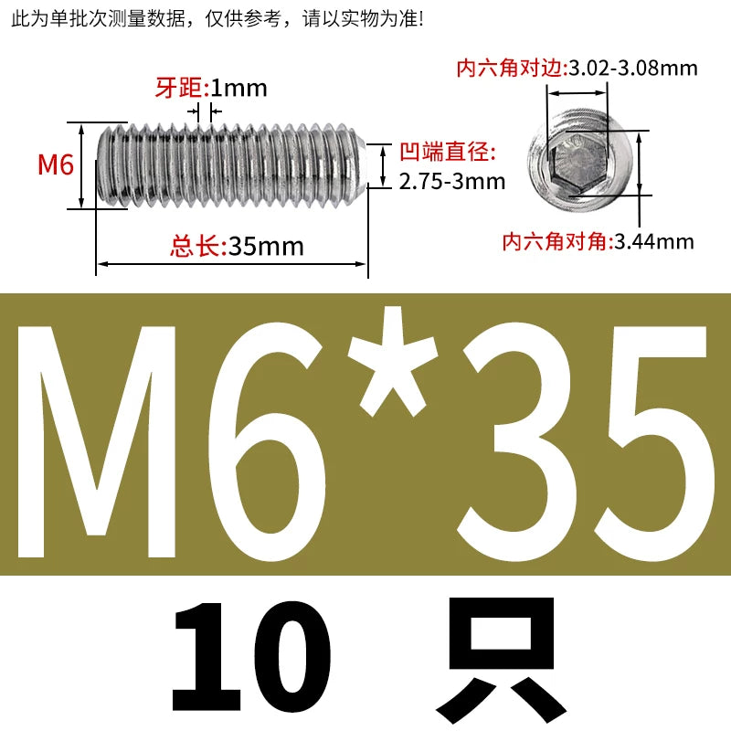 DIN916 M3-M10  316 Stainless Steel Concave End Set Screw Hex Socket Headless Fastener