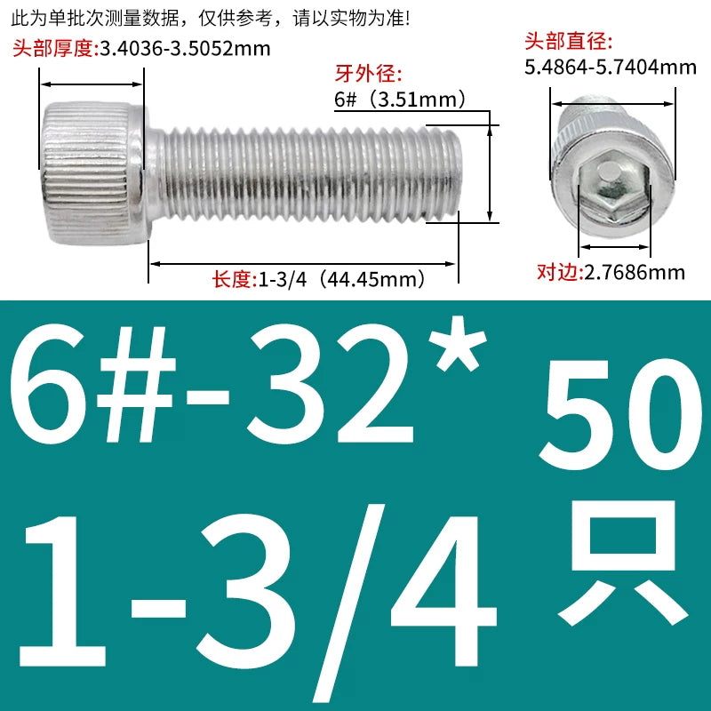 304 Stainless Steel Socket Head Cap Screws, UNC/UNF Imperial Sizes 0-80 to 3/4-10, ASME B18.3
