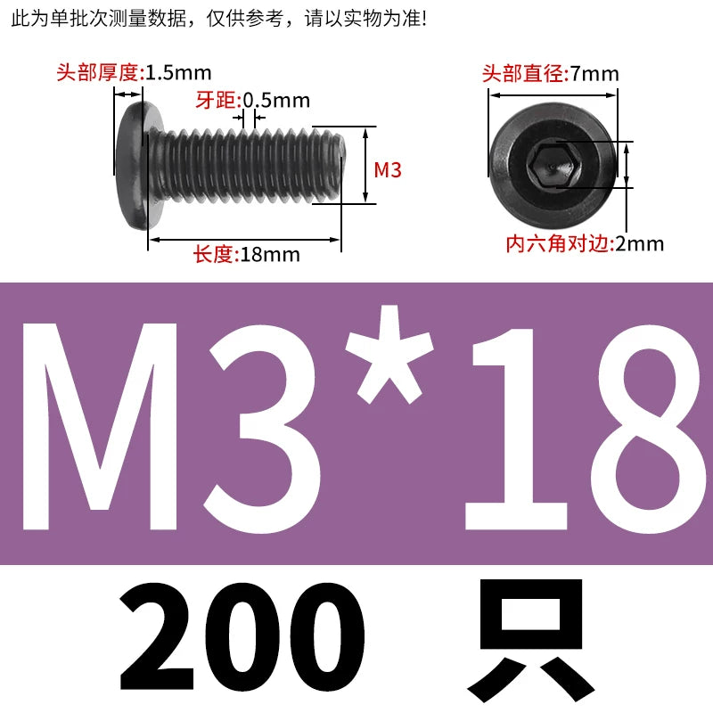 M2-M12 Black 304 Stainless Steel Hex Socket Screw Chamfered Large Flat Head Furniture Pair Lock Fastener