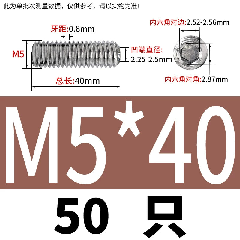 916K Headless Set Screw 304/316L Stainless Steel Hex Socket Knurled Concave End Threaded