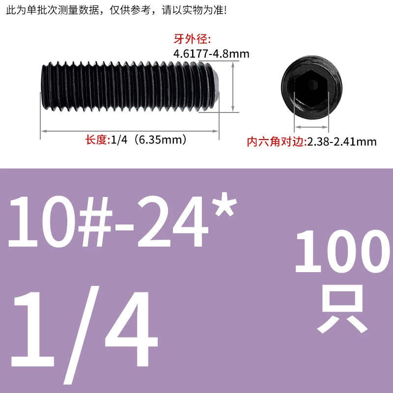 2 #-3/4UNC/UNF Grade 12.9 Screw Imperial Concave End Hex Headless Machine Rice Stop Screw
