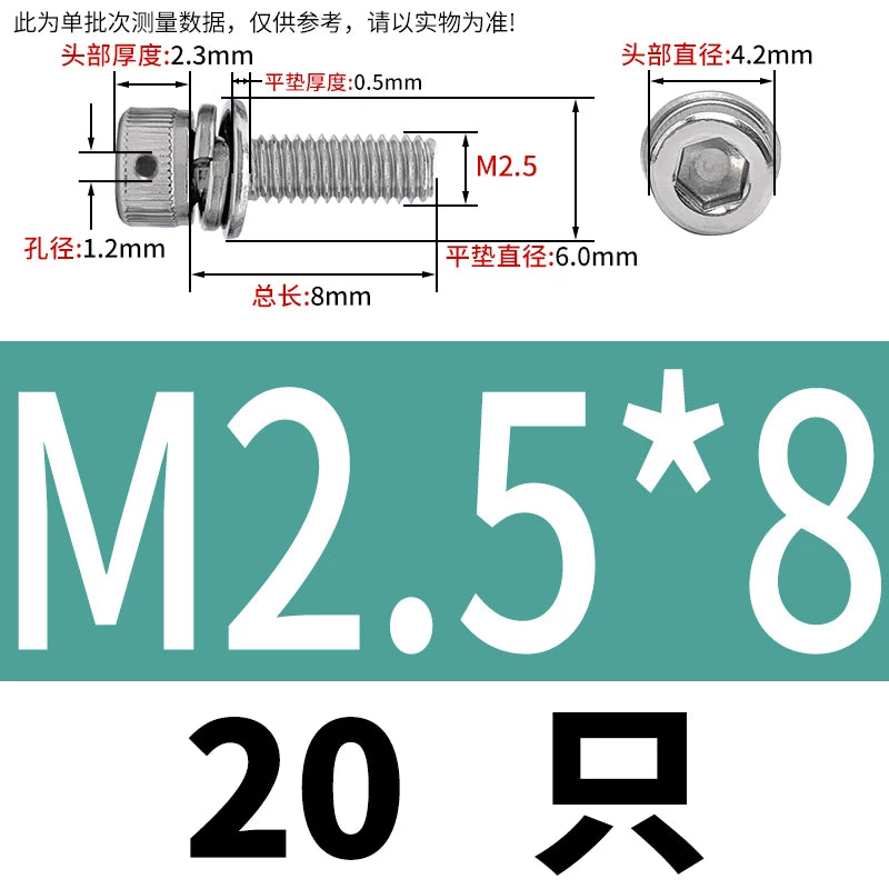 Vented 304/316 SS Socket Head Cap Sems Screws | M3-M8 | Pre-assembled Washers & Sealing Wire Hole