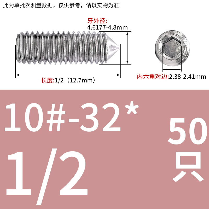 UNC/UNF Imperial Set Screw 304 Stainless Steel Hex Cone End Headless American Bolt