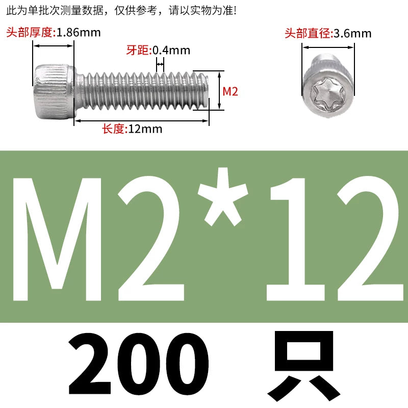 M2 & M3 Black 304 Stainless Steel Torx Socket Head Cap Screws | Knurled ISO 14580